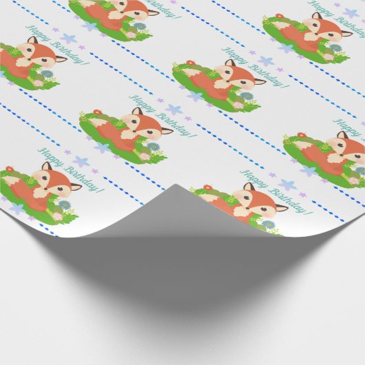 Cute Little Fox Cadeaupapier (Hoek)