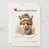 Cute Little Fox Christmas Greetings Card Kaart (Voorkant)