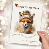 Cute Little Fox Christmas Greetings Card Kaart