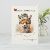 Cute Little Fox Christmas Greetings Card Kaart (Staand voorkant)