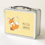 Cute Little Fox die Butterfly op Yellow bezoekt (Achterkant)