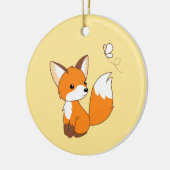 Cute Little Fox die Butterfly op Yellow bezoekt Keramisch Ornament (Links)