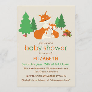 Cute Little Fox en Ma Baby shower Invitation Kaart