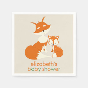 Cute Little Fox en mam Baby shower Paper Napkins Servetten