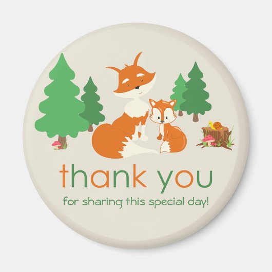 Cute Little Fox en mam Bedankt Magnet (Voorkant)