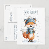 Cute little fox enjoying a warm drink feestdagenkaart (Voorkant / Achterkant)