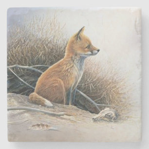 Cute Little Fox Fine Art Stenen Onderzetter