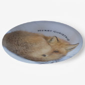 Cute Little Fox gekruld op Winter Foto Kerstmis Papieren Bordje (Gekanteld)