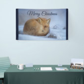 Cute Little Fox gekruld op Winter Foto Kerstmis Spandoek (Beurs)