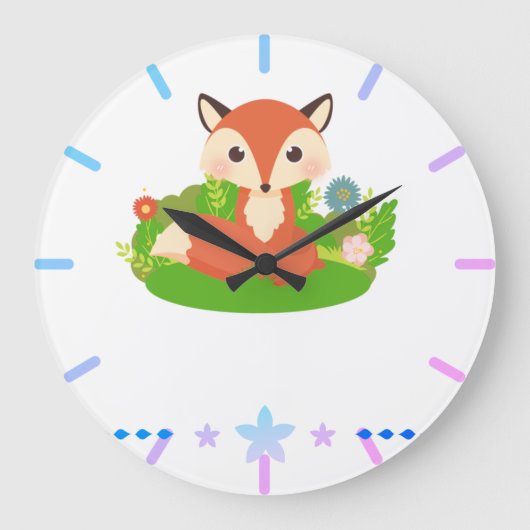 Cute Little Fox Grote Klok (Voorkant)