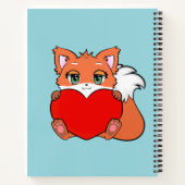 Cute Little Fox Holding a Heart Notitieboek (Achterkant)