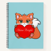 Cute Little Fox Holding a Heart Notitieboek (Voorkant)