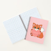 Cute Little Fox Holding een Heart Notitieboek (Binnen)