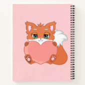 Cute Little Fox Holding een Heart Notitieboek (Achterkant)