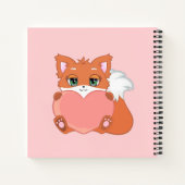 Cute Little Fox Holding een Heart Notitieboek (Achterkant)