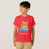 Cute Little Fox I Love Play Piano Kinder T-shirt (Voorkant volledig)