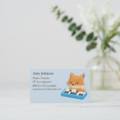 Cute Little Fox Kinder Piano Teacher Visitekaartje (Staand voorkant)