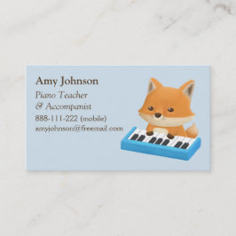 Cute Little Fox Kinder Piano Teacher Visitekaartje
