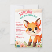 Cute Little Fox Kinderverjaardagsfeest Bedankkaart (Voorkant)