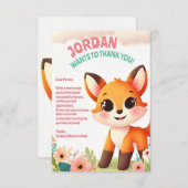 Cute Little Fox Kinderverjaardagsfeest Bedankkaart (Voorkant / Achterkant)