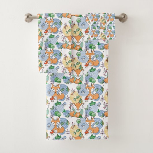 Cute Little Fox Pattern Bad Handdoek (Insitu)