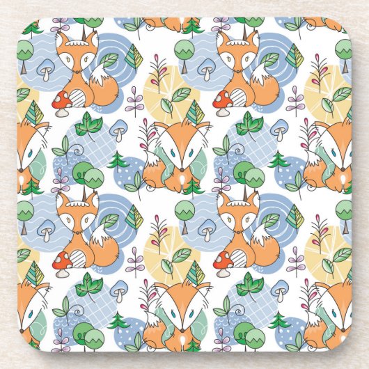 Cute Little Fox Pattern Bier Onderzetter (Voorkant)