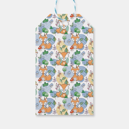 Cute Little Fox Pattern Cadeaulabel (Achterkant)