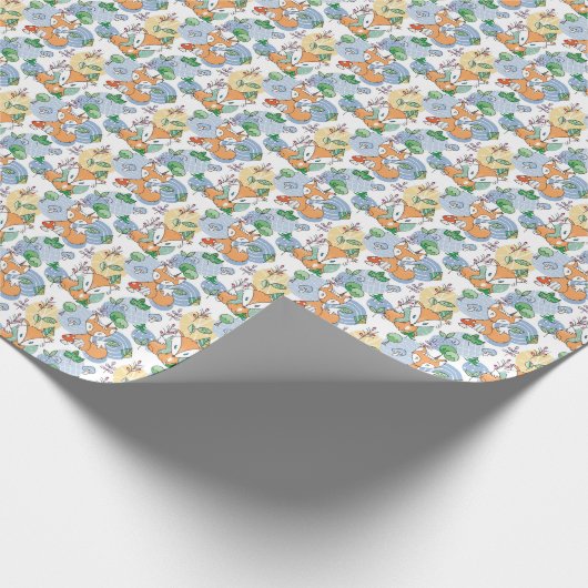 Cute Little Fox Pattern Cadeaupapier (Hoek)