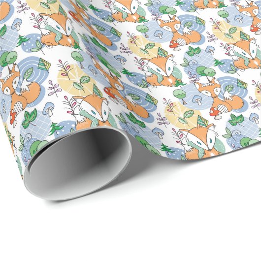 Cute Little Fox Pattern Cadeaupapier (Rol Hoek)