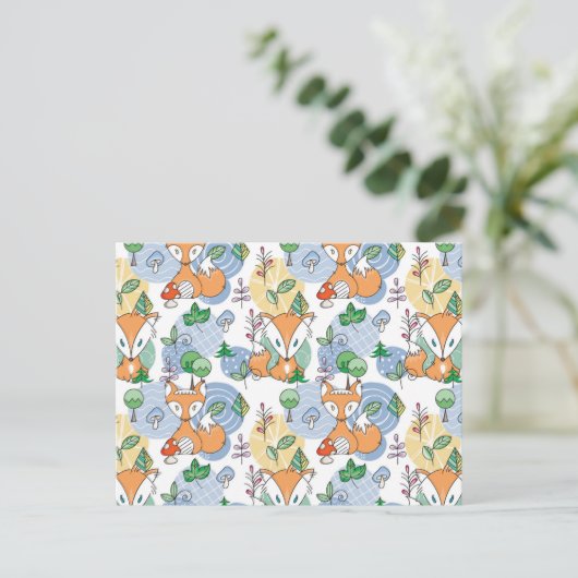 Cute Little Fox Pattern Feestdagenkaart (Staand voorkant)