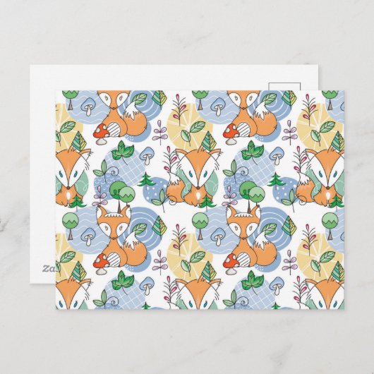 Cute Little Fox Pattern Feestdagenkaart (Voorkant / Achterkant)