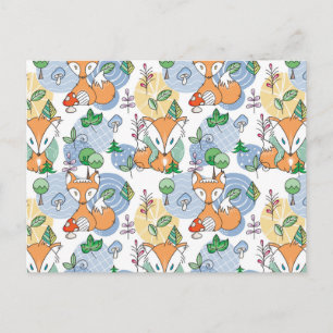 Cute Little Fox Pattern Feestdagenkaart