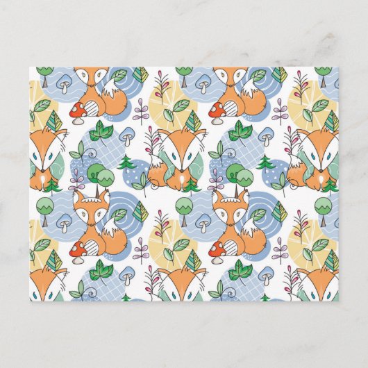 Cute Little Fox Pattern Feestdagenkaart (Voorkant)