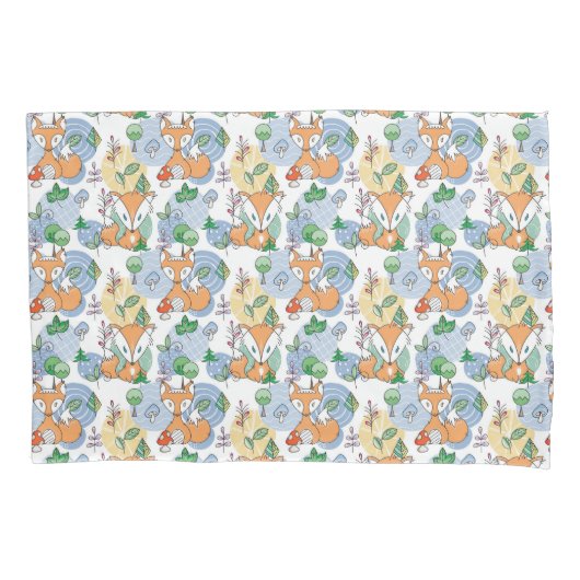 Cute Little Fox Pattern Kussensloop (Voorkant-Links)