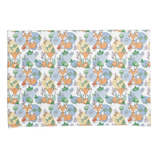 Cute Little Fox Pattern Kussensloop (Voorkant-Rechts)