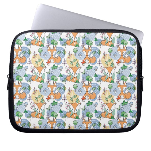 Cute Little Fox Pattern Laptop Sleeve (Voorkant)