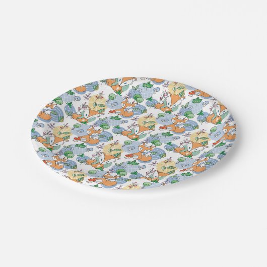 Cute Little Fox Pattern Papieren Bordje (Gekanteld)