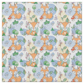 Cute Little Fox Pattern Stof (Close Up)