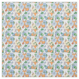 Cute Little Fox Pattern Stof