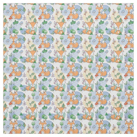 Cute Little Fox Pattern Stof (Swatch)