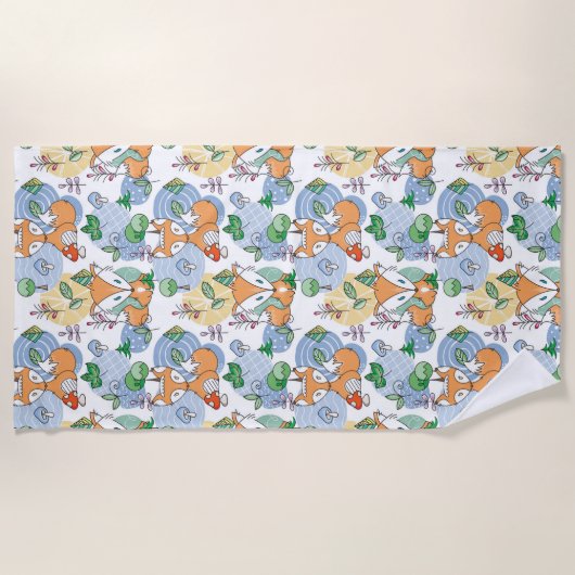 Cute Little Fox Pattern Strandlaken (Voorkant)