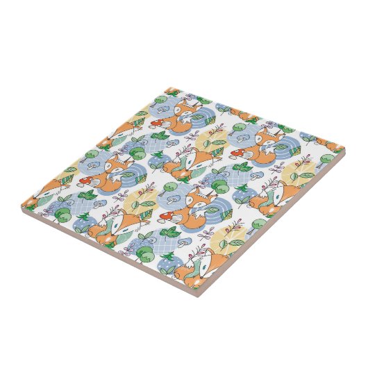 Cute Little Fox Pattern Tegeltje (Zijkant)