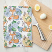 Cute Little Fox Pattern Theedoek (Quarter Fold)