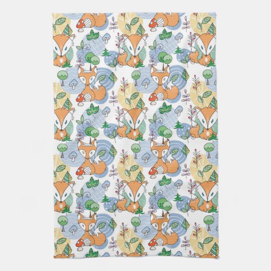 Cute Little Fox Pattern Theedoek (Verticaal)