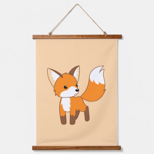 Cute Little Fox Peach Hangend Wandkleed (Voorkant)