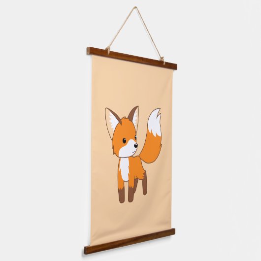 Cute Little Fox Peach Hangend Wandkleed (Gebogen)