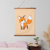 Cute Little Fox Peach Hangend Wandkleed (Slaapkamer)
