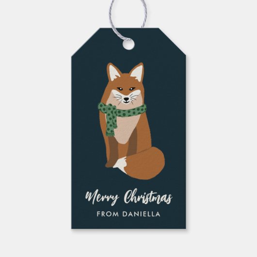Cute Little Fox Personalized Kerstmis Cadeaulabel (Voorkant)