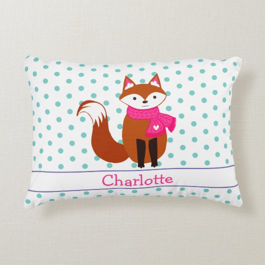 Cute Little Fox Pink Personalized Nursery Accent Kussen (Voorkant)