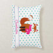 Cute Little Fox Pink Personalized Nursery Accent Kussen (Voorkant(Verticaal))